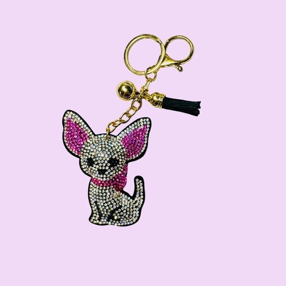 Sparkling Chihuahua Keychain with Pink Accents - Picture 4 of 5